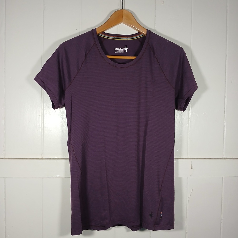 Smartwool Merino 150 Base Layer Top Womens Large Purple Short Sleeve SW015254